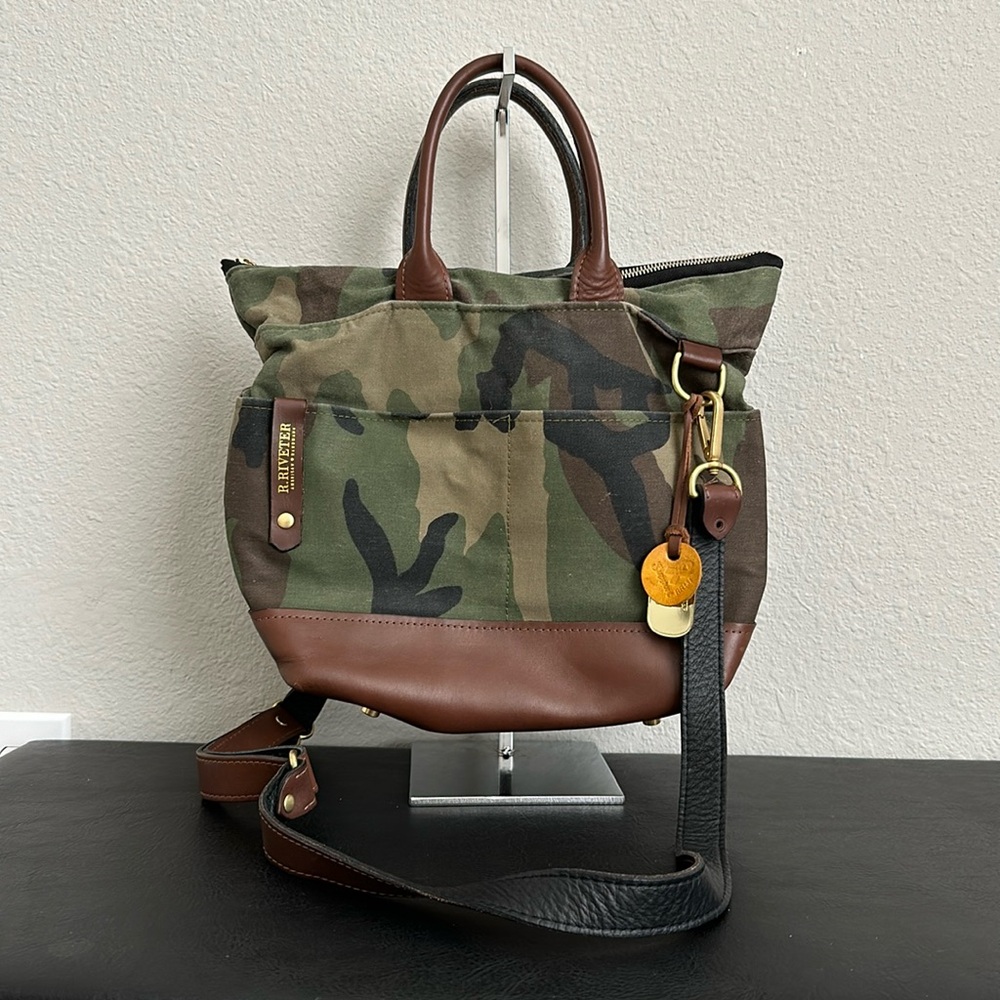 R.Riveter Carry All Canvas Tote w/ Leather Trim & Pouch - Otto